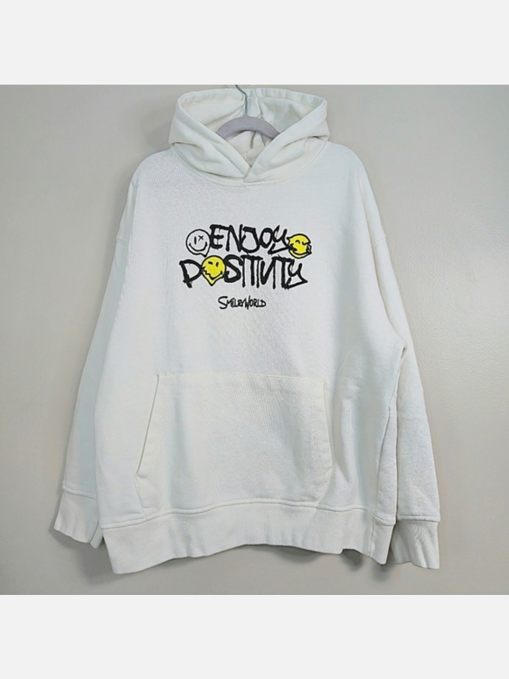 Zara x SmileyWorld Kids Unisex White Enjoy Positivity Hoodie, Size 10* ~ VGUC